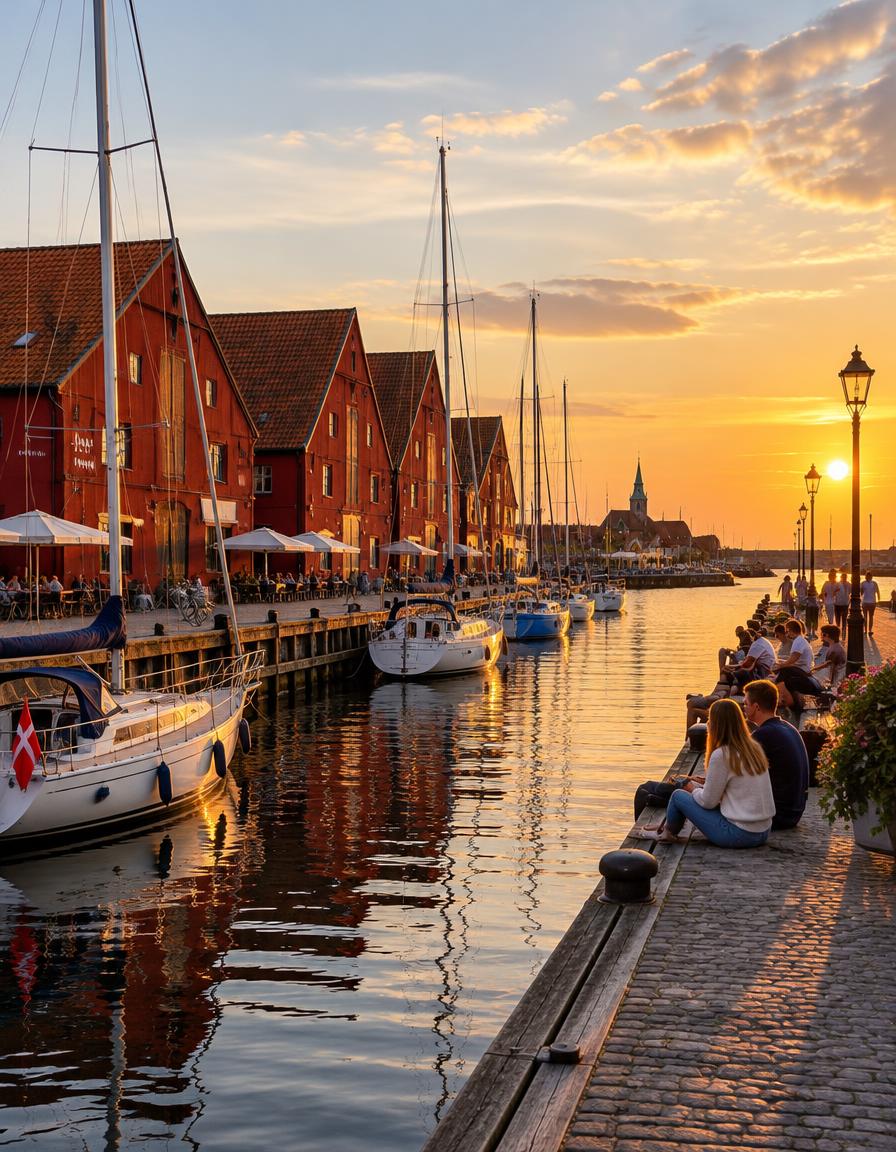 Køge Havn i solnedgang